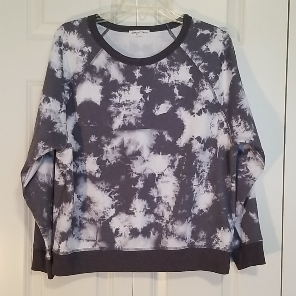 Grayson Threads gray white tie dye long sleeve sweat shirt SZ Med